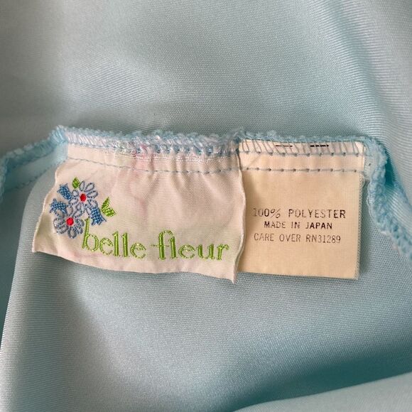 Vintage Belle Fleur Slip Aqua Short Sleeveless Nightie - Picture 10 of 12